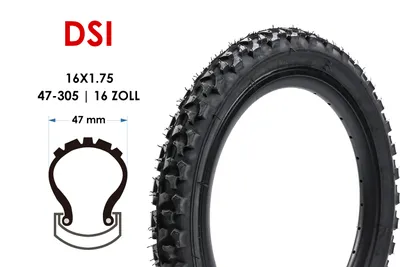 Produktbild von 16 Zoll DSI Fahrrad Reifen 16x1.75 MTB Mountain Bike Kinderrad 47-305 tire black