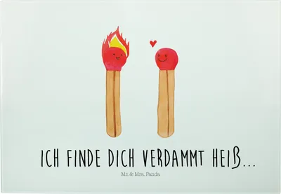 Produktbild von Mr. & Mrs. Panda Brotzeitplatte Streichhölzer - Weiß - Geschenk, Liebesgeschenk, schneidbrett, Liebesbeweis, Küchenbrett, Vesperplatte, Freundin, Servierplatte