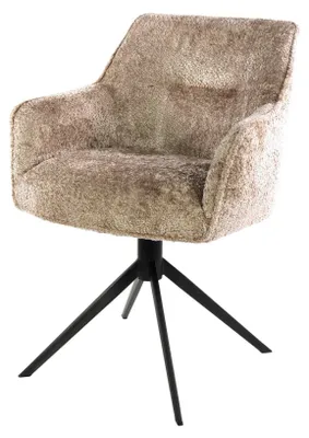 Image de Chaise de salle à manger FURNLUX Beige et noir 61 cm / Couleur principale : beige / Dimensions : 61 x 83 x 62 cm