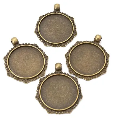 Produktbild von Vintageparts Fassungen antik Bronze 25 mm Cabochons Siebeneck, 4 Stück
