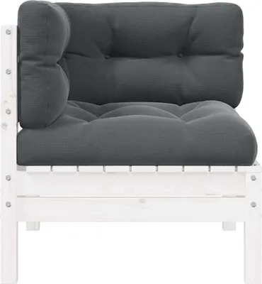Produktbild von vidaXL Garten-Ecksofa mit Kissen Weiß Massivholz Kiefer