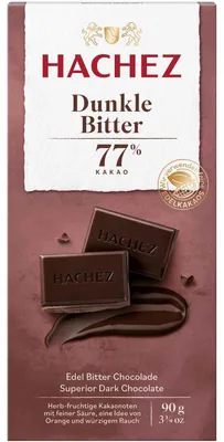 Image de Chocolat noir amer Hachez à 77% de cacao 90g