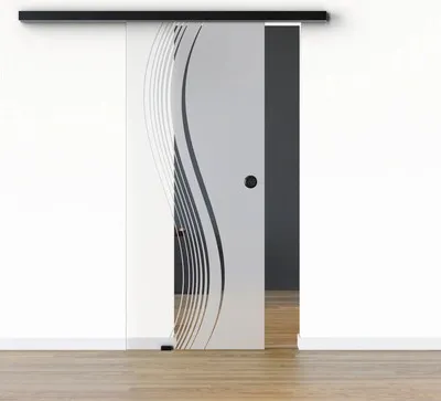 Produktbild von Pertura Glasschiebetür Komplettset Glera Reflect 02 1025x2050 mm Links inkl. Beschlag Selir Aluminium schwarz,Griffmusch