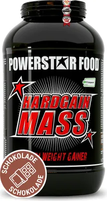 Produktbild von Powerstar HARDGAIN MASS 3600g | PREMIUM WEIGHT GAINER ohne Zucker-Zusatz | Masse, Kraft & Muskelaufbau | Mass Gainer Shake mit Kreatin | Chocolate