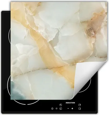 Produktbild von DarHaus Herdabdeckplatte 50x52 cm Anti Rutsch Matte Aufrollbar, Marmor - grau