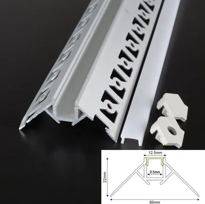 Produktbild von 1m Aluprofil Alu Schiene unterputz-Profil für LED Strip  mit Milchglas Abdeckung Profil R