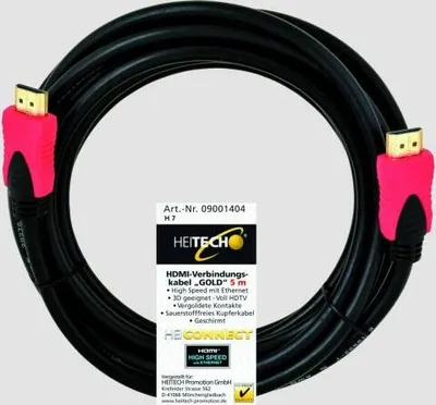 Produktbild von Heitech HDMI 5m, 5 m, HDMI, Männlich/Männlich, Schwarz