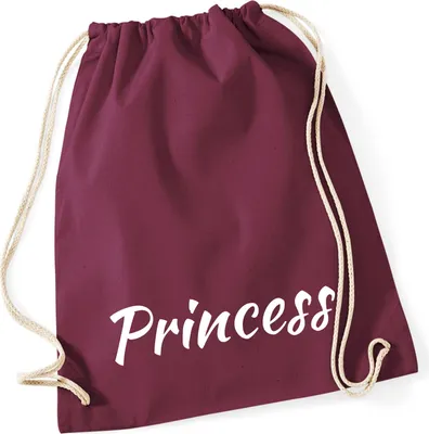 Produktbild von Huuraa Turnbeutel Princess Schriftzug 12 Liter Burgundy Baumwolle Rucksack Geschenkidee
