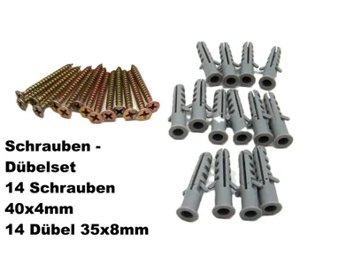 Produktbild von Schrauben - Dübelsortiment 14 Dübel 35 x 8 mm / 14 Schrauben 40 x 4 mm