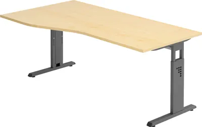 Produktbild von bümö Schreibtisch Serie-O - Nachbildung Ahorn, Gestell: Graphit, Größe:  180 x 100 cm