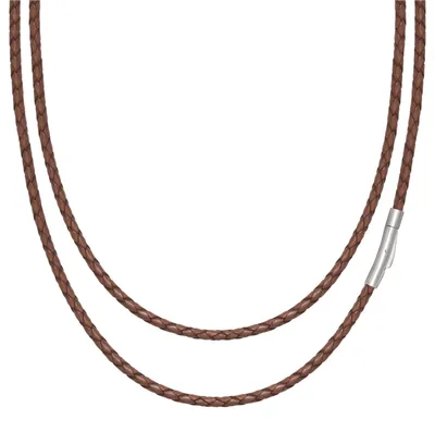 Imagen del producto de Collar de cuero de 3 mm, cuero genuino, 56 cm, con cierre de acero inoxidable, para mujeres y hombres