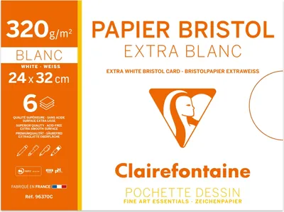 Produktbild von Clairefontaine 5x Bristolpapier 24x32cm 320g, Packung mit 6 Bogen 96370C