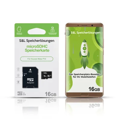 Produktbild von microSD Speicherkarte S&L für Huawei Mate P10 - Speicherkapazität: 16 GB