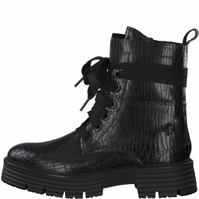 Produktbild von MARCO TOZZI Damen Stiefeletten Leder Schnürboots 2-85212-27, Größe:37 EU, Farbe:Schwarz