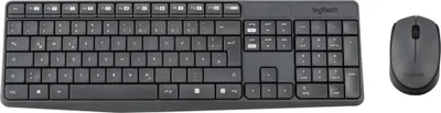 Obrázek produktu pro Logitech MK235, Plná velikost (100 %), Bezdrátový, RF bezdrátový, QWERTZ, Šedá, Obsahuje myš