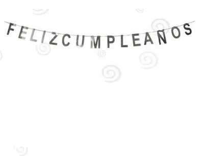 Image de Guirlande D'anniversaire "Feliz Cumpleaños" En Espagnol, Couleur Argentée Brillante