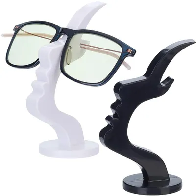 Brillenhalter Gesichtsform, 2 Stück, Schwarz/Weiß, Kunststoff