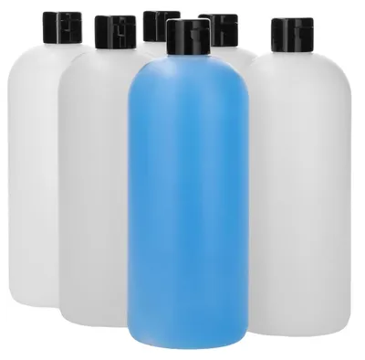 Productafbeelding van Set van 6 Lege Ronde Flessen 1000 ml met Klepdop Zwart