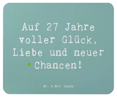 Produktbild von Mr. & Mrs. Panda Mauspad Spruch 27. Geburtstag - Meeresbrise - Geschenk, pc mousepad, computer, mausteppich, Mouse Pad, Lebensfreude, Alter, 27 Jahre, Feiern