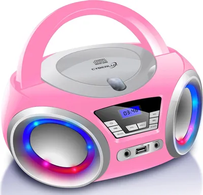 Produktbild von Odtwarzacz CD Cyberlux z oświetleniem LED | Przenośne radio stereo | Odtwarzacz CD | Radio dla dzieci | Radio stereo | System stereo | Różowy