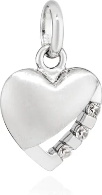 Produktbild von NKlaus Kettenanhänger Herz 925 Silber teilmatt 12x10mm Amulett mit Zirkonia weiß 13619