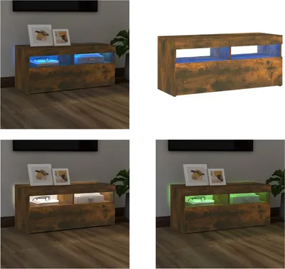 Produktbild von vidaXL TV Schrank mit LED Leuchten Räuchereiche 90x35x40 cm - TV-Schrank - TV-Schränke - TV-Möbel - TV-Ständer