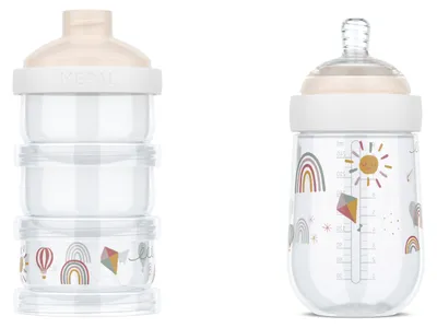 Produktbild von Mepal - Milchpulverturm + Babyflasche Mio - 600 ml - Sunshine & Rainbow