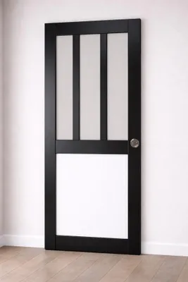 Immagine prodotto di Porta scorrevole da laboratorio nera, pannello bianco con vetro H204 x L73 cm, serratura di blocco Gd Menuserie