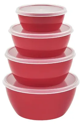 Produktbild von 4-teilige Rührschüsseln mit Deckel, BPA-freie Salatbehälter, stapelbare, luftdichte Schüsseln zur Lebensmittelaufbewahrung, Schüssel-Set zur Essenszubereitung für Mahlzeiten im Freien zu Hause