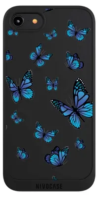 Produktbild von NIVOCASE Handyhülle für Apple iPhone 7  Hülle NIVOpure Case Schwarz Muster Schmetterling transparent