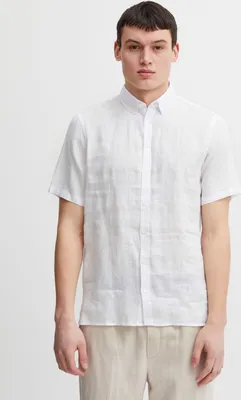 Image de CASUAL FRIDAY CFAnton Chemise pour homme en lin à manches courtes 100 % lin Col boutonné Couleur unie Coupe classique