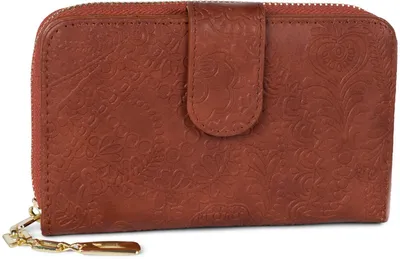Produktbild von styleBREAKER Geldbörse mit Paisley Blumen Blüten Prägung, umlaufender Reißverschluss und RFID Schutz, Portemonnaie, Damen 02040098
