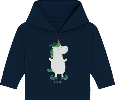 Produktbild von Mr. & Mrs. Panda Organic Baby Hoodie Einhorn Joker 24. - 36. Monat - French Navy - Geschenk, Unicorn, Kapuzensweatshirt, Kasper, Kapuzenshirt, Einhörner, Mittelalter