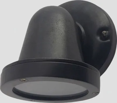 Produktbild von Außenwandleuchte Echt-Messing Glas GU10 IP64 14 cm hoch Schwarz antik Maritim Wandlampe außen
