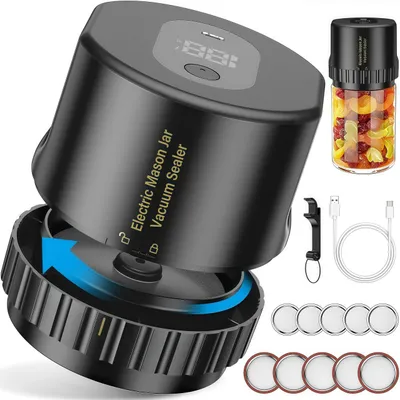 Produktbild von Elektrisches Einmachglas-Vakuumierer-Set, Vakuumiergerät für Einmachgläser mit breite Öffnung und normale Öffnung, Einmachglas-Vakuumierer-Kit