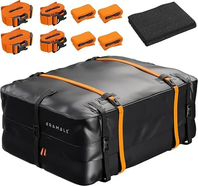 Produktbild von Faltbare Auto Dachbox mit Gurten & Antirutschmatte, 430L - Dachgepäckträger Tasche, Dachgepäcktasche für Reisen - Wasserdicht & Robust