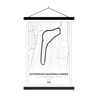 Produktbild von MuchoWow® Textilposter Rennsport - F1 - Rennstrecke - Italien - Autodromo Nazionale Monza - Weiß 40x60 cm mit schwarzem Rahmen - Wanddekorationen