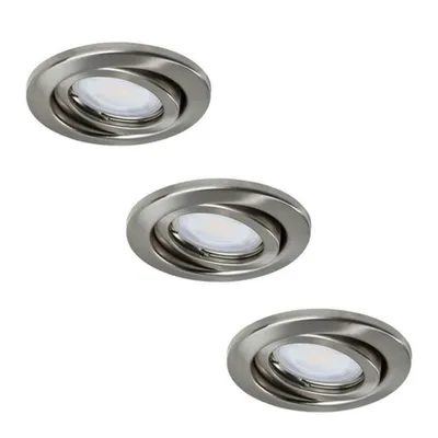 Produktbild von 3 x Paulmann LED Einbauleuchten Einbaustrahler Set schwenkbar Eisen gebürstet 3 x 2,6W GU10 230V LED