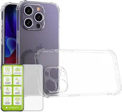 Immagine prodotto di Per Apple iPhone 15 Pro Shock TPU caso trasparente 0,26 H9 vetro protezione del telefono cellulare