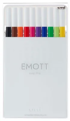 Obrázok produktu pre Uni-Ball EMOTT , 10 kusov, Čierna, Modrá, Hnedá, Fuksia, Zelená, Svetlozelená, Oranžová, Ružová, Červená, Žltá, Rôzne farby, atrament s vodným základom