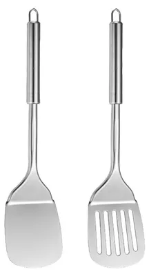 Obrázok produktu pre Súprava špachtlí z nehrdzavejúcej ocele, 2 kusy, kuchynské pomôcky, špachtľa na varenie, vhodná na panvice s nepriľnavým povrchom