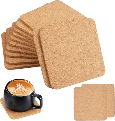 Immagine prodotto di Sottobicchieri quadrati riutilizzabili in sughero - Set da 20 - 10x10x0,5 cm