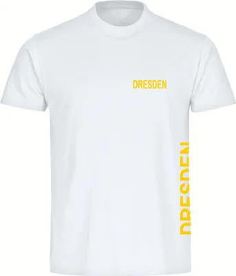 Produktbild von multifanshop Kinder T-Shirt - Dresden - Brust & Seite, weiß, Größe 152