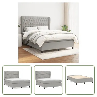 Produktbild von The Living Store Boxspringbett mit Matratze Hellgrau 140x190 cm Stoff