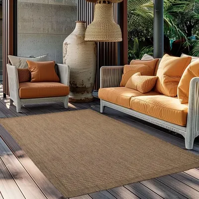 Produktbild von TapisTrend Outdoor- und Terrassenteppiche Braun 160x230 cm Teppich, aus Polypropylen, für Küche und Balkon, UV-beständig