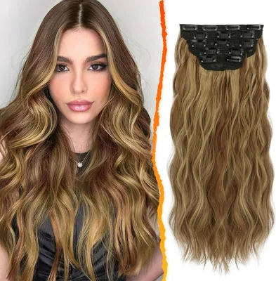 Produktbild von 5 Clip in Haarverlängerungen - Toffee Brown mit goldblonden Strähnchen