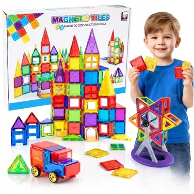 Zdjęcie produktu dla KLOCKI MAGNETYCZNE KONSTRUKCYJNE 3D EDUKACYJNE UKŁADANKA 106 el DLA DZIECI
