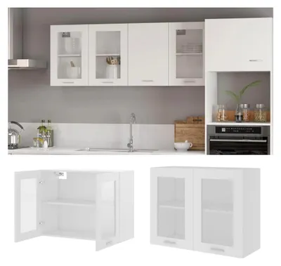 Produktbild von Hängeschrank Glasschrank Weiß 80x31x60cm Holzwerkstoff