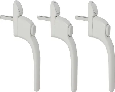 Produktbild von 3er Set Fenstergriff Mit Druckknopf | Balkontürgriff Kindersicherung | Sicherheitsfenstergriff Aluminium | Fenster Griff Weiß
