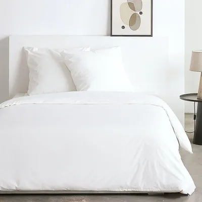 Image de Ensemble de literie TODAY Essential à effet délavé pour 2 personnes, 220 x 240 cm, blanc, polyester, avec 2 taies d'oreiller 63 x 63 cm